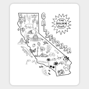 California State Map with Pictures Magnet